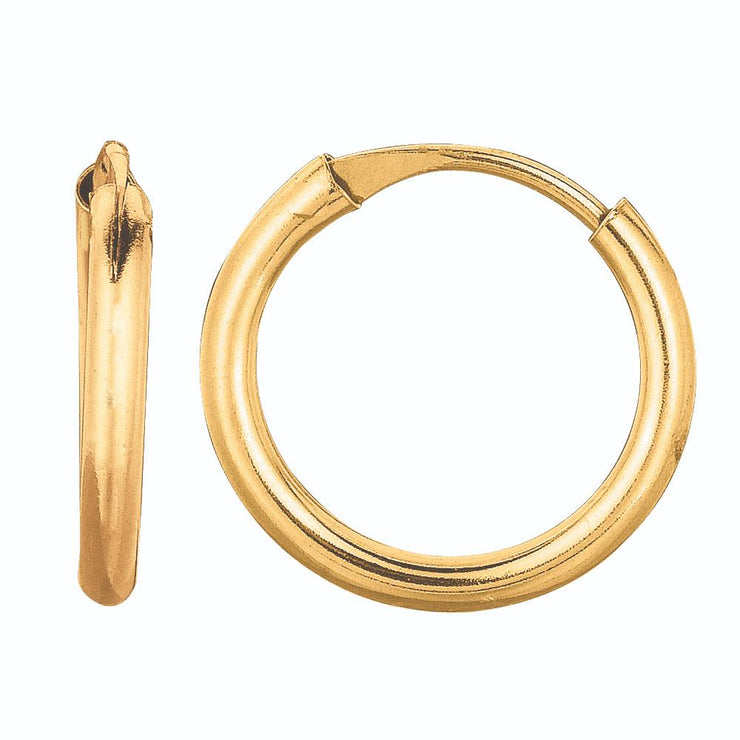 14K Gold 1x10mm Endless Hoops
