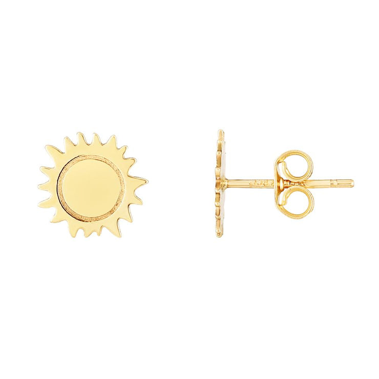 14K Gold Polished Sun Stud Earring
