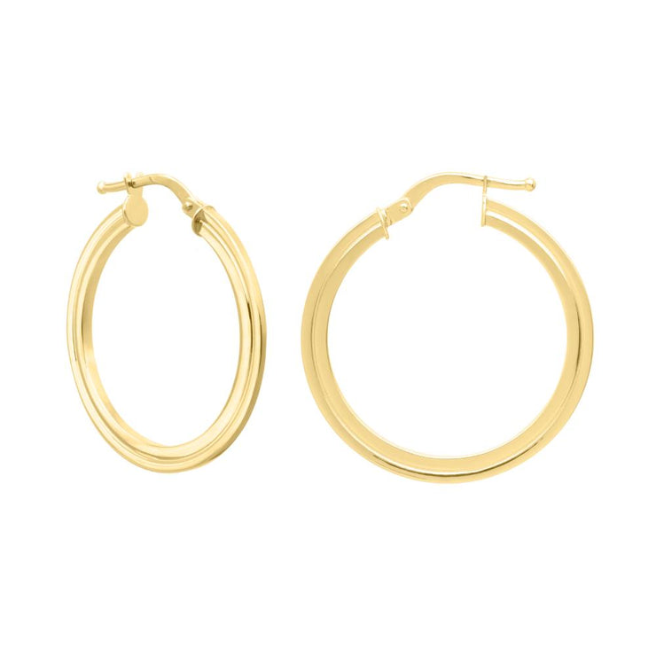 14K Gold Round Concentric Hoops