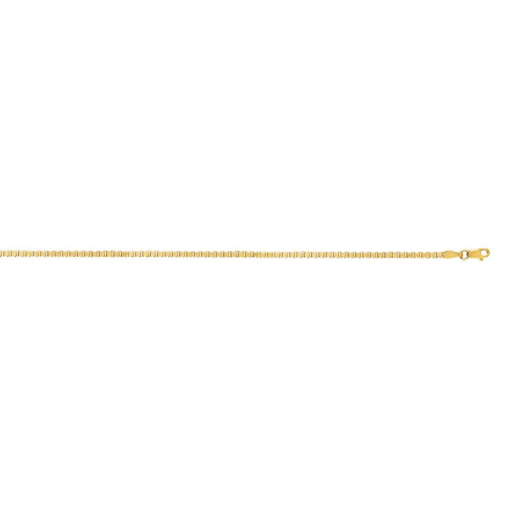 14K Gold 2.1mm Semi-Solid Box Chain