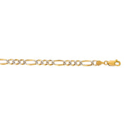 14K Gold 4.75mm White Pave Figaro Chain