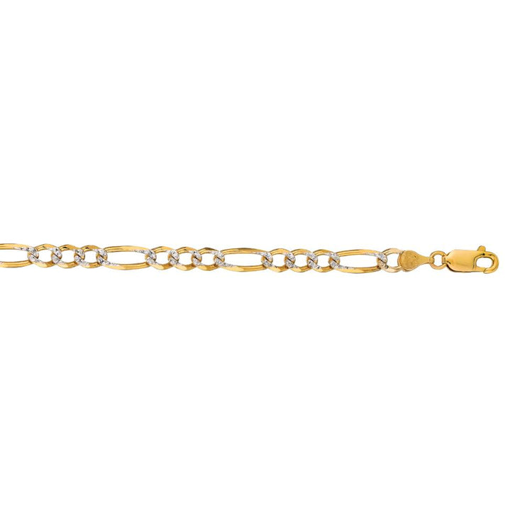 14K Gold 4.75mm White Pave Figaro Chain