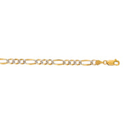 14K Gold 4.75mm White Pave Figaro Chain