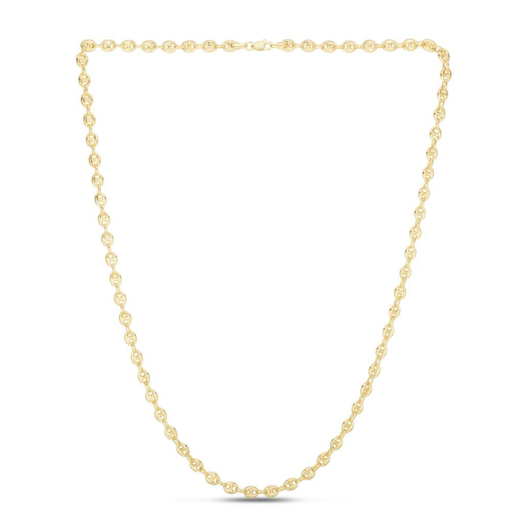 14K Gold Puffed Mariner Chain