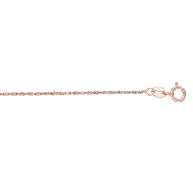 14K Gold 1.1mm Singapore Chain