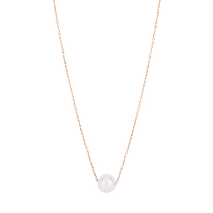 14K Pearl Necklace Solitaire
