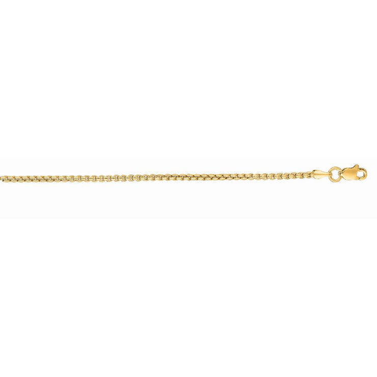 14K Gold 1.3mm Lite Round Box Chain