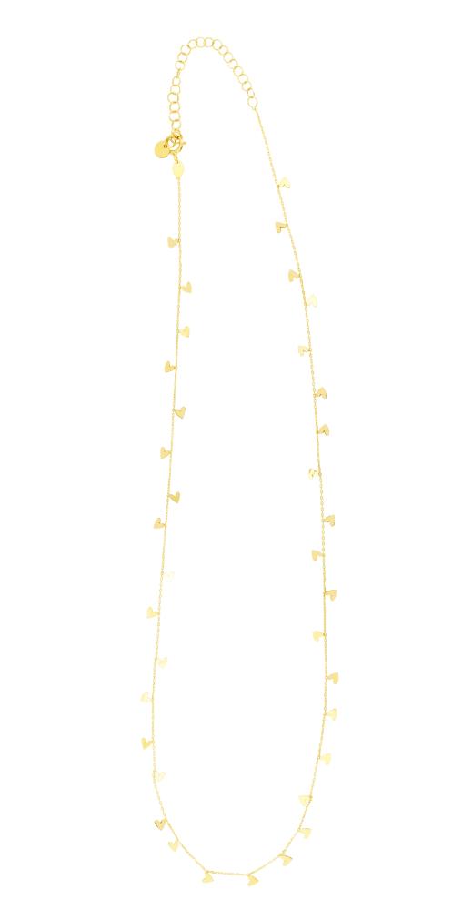 14K Gold Dangling Hearts Necklace