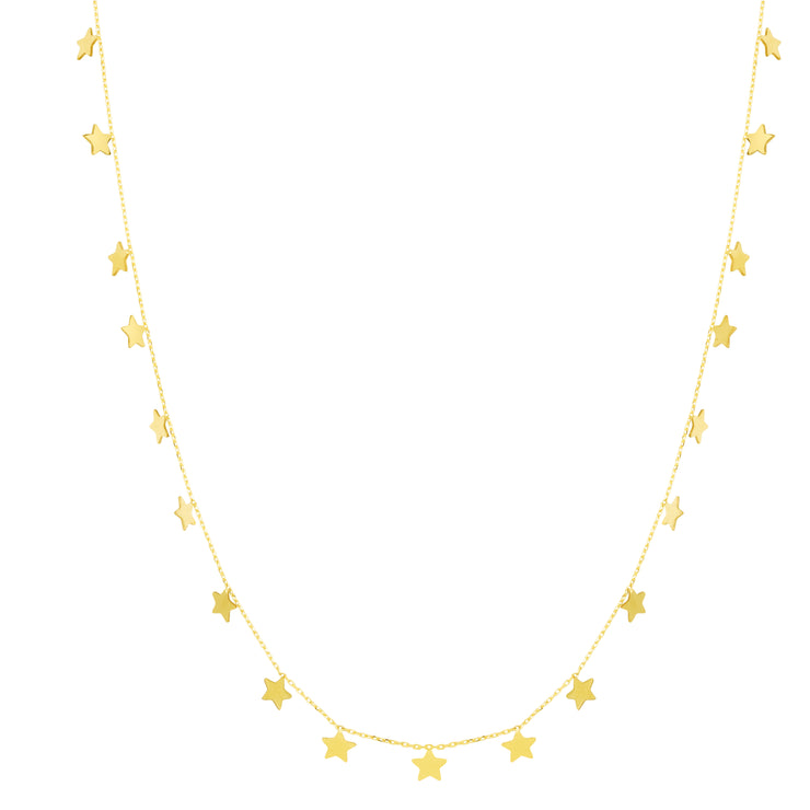 14K Gold Dangling Stars Necklace