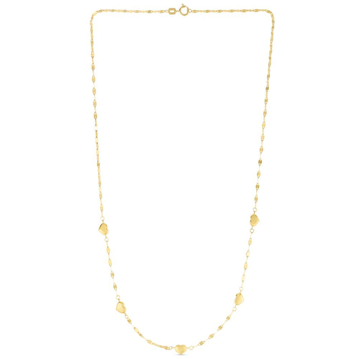 14K Heart Station Necklace