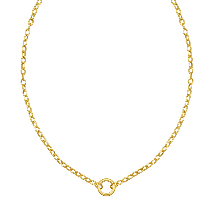 14K Push Lock Charm Necklace