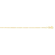14K Gold 1.3mm Polished Bar Station Saturn Chain