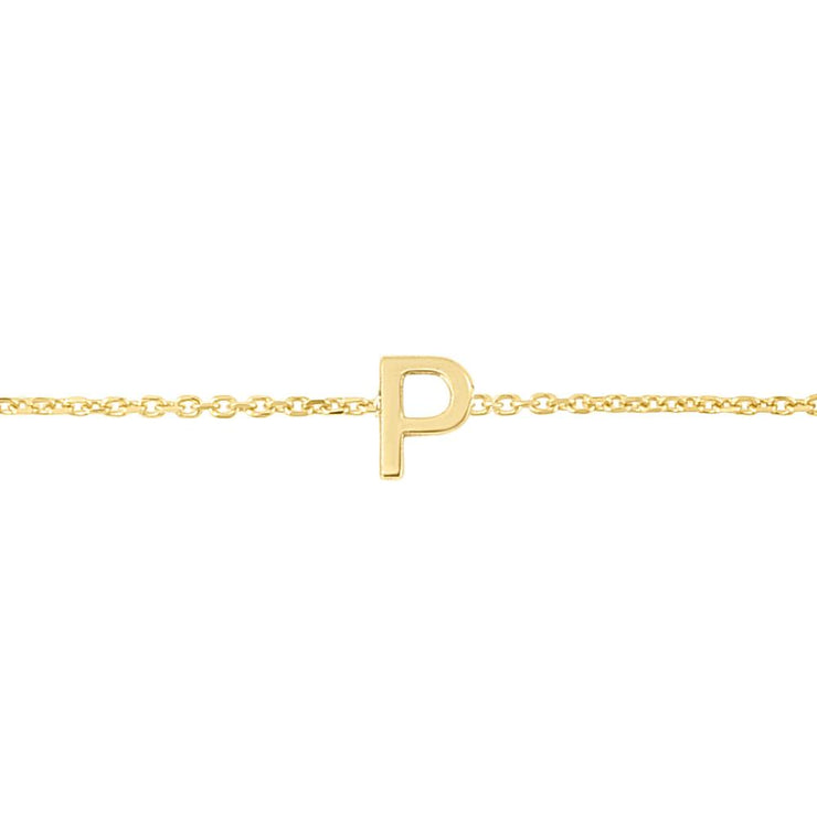 14K Mini Initial P Necklace