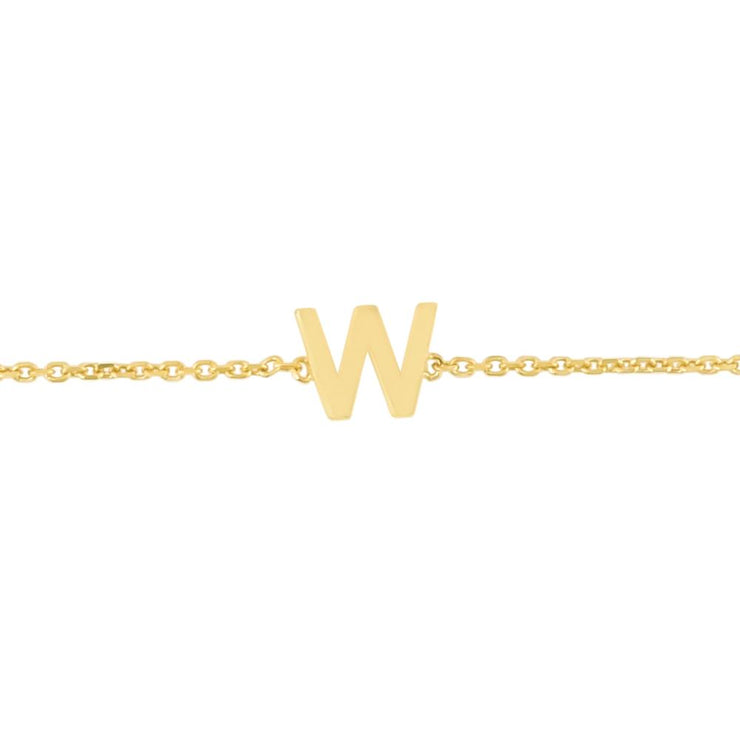 14K Mini Initial W Bracelet