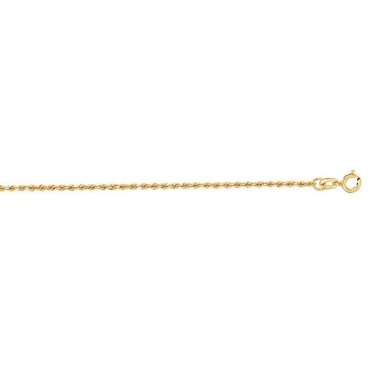 14K Gold 16"" 1.4mm Diamond Cut Royal Rope Chain