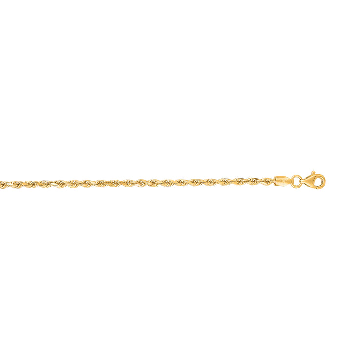 14K Gold 18"" 2.5mm Diamond Cut Royal Rope Chain