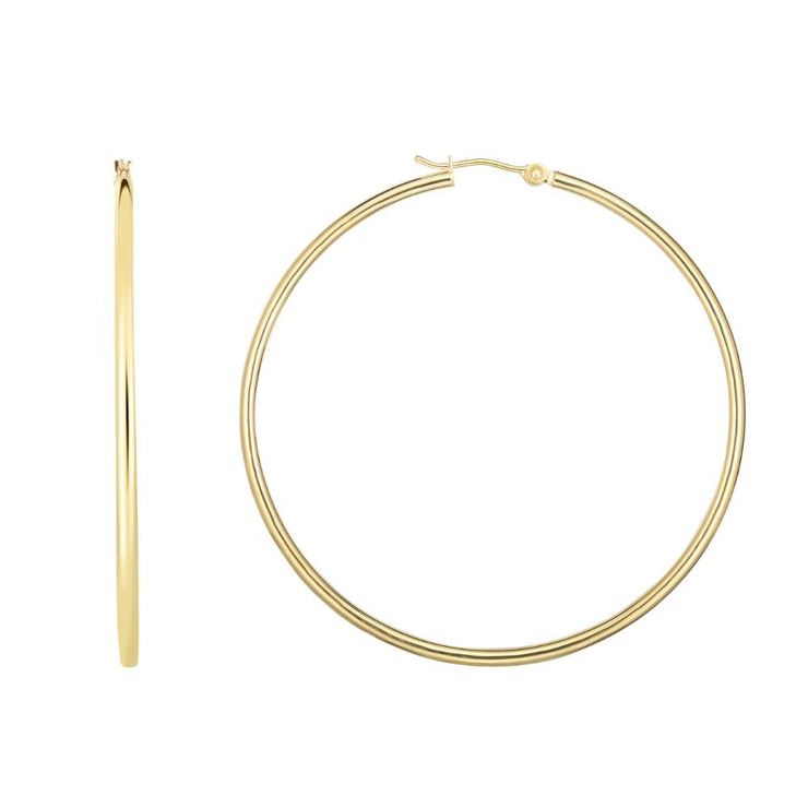 14K Gold 2x45mm Hoops