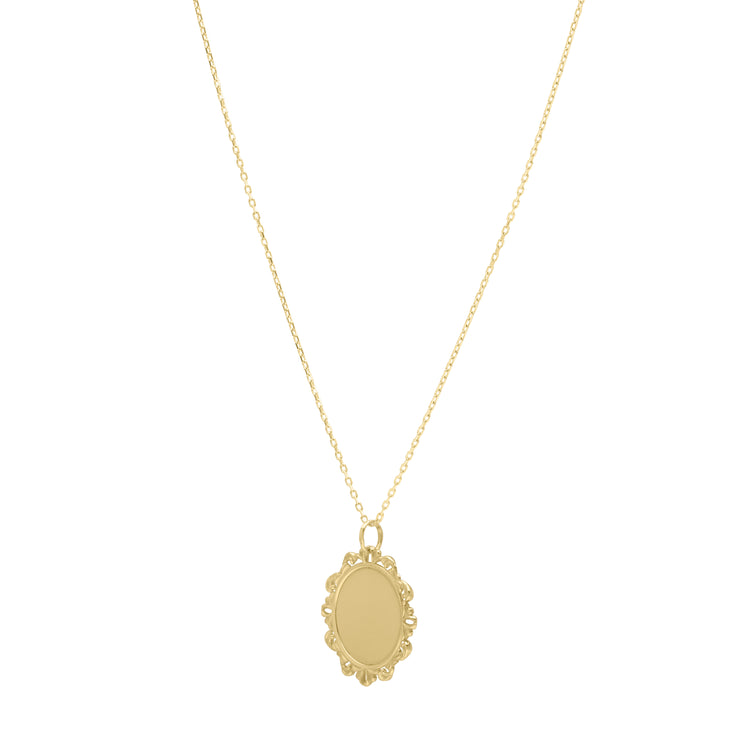 14K Baroque Round Pendant