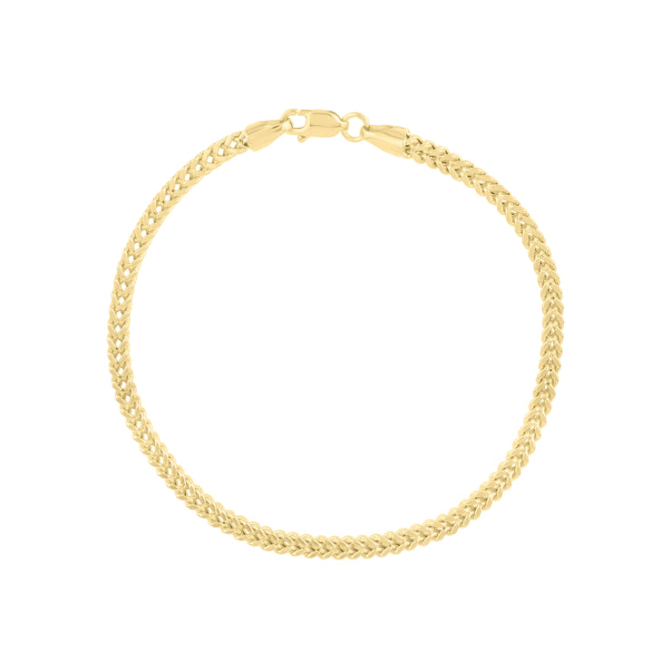 14K Gold 24"" 3mm Semi-Solid Square Franco Chain