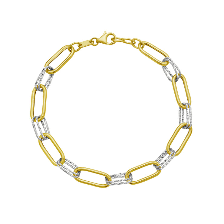 14K Two-tone Diamante Paperclip Chain