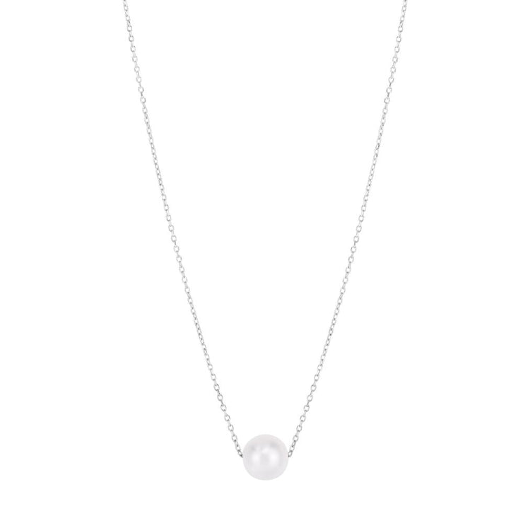 14K Pearl Necklace Solitaire