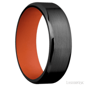 7 mm wide Beveled Zirconium band featuring a Hunter Orange sleeve.