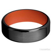 7 mm wide Beveled Zirconium band featuring a Hunter Orange sleeve.