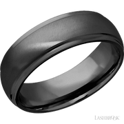 7 mm wide Domed Stepped Down Edges Zirconium band.