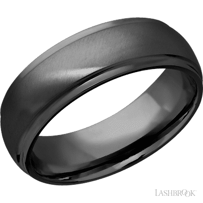 7 mm wide Domed Stepped Down Edges Zirconium band.