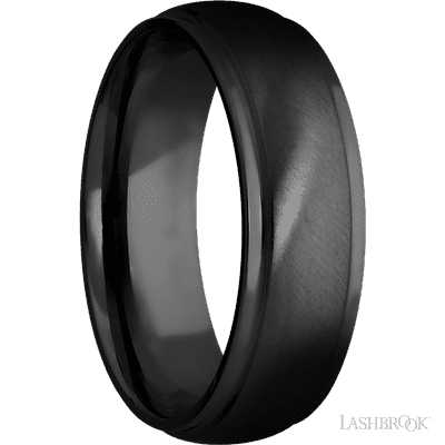 7 mm wide Domed Stepped Down Edges Zirconium band.