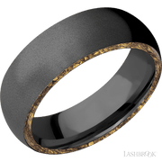7 mm wide/Domed/Zirconium band with two 1 mm Side inlays of Alaskan Gold Nugget.
