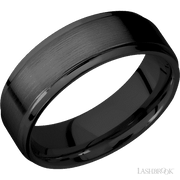 7 mm wide Flat Grooved Edges Zirconium band.