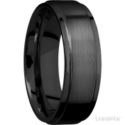 7 mm wide Flat Grooved Edges Zirconium band.