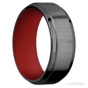 8 mm wide Stepped Bevel Zirconium band featuring a USMC Red sleeve.