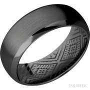 8 mm wide Domed Bevel Zirconium band.