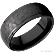 8 mm wide Domed Stepped Down Edges Zirconium band.