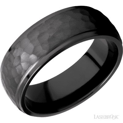 8 mm wide Domed Stepped Down Edges Zirconium band.