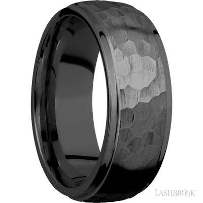 8 mm wide Domed Stepped Down Edges Zirconium band.