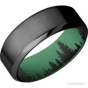 8 mm wide High Bevel Zirconium band featuring a Squatch sleeve.