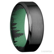 8 mm wide High Bevel Zirconium band featuring a Squatch sleeve.