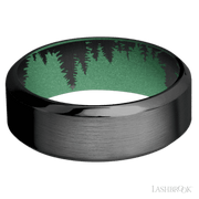 8 mm wide High Bevel Zirconium band featuring a Squatch sleeve.