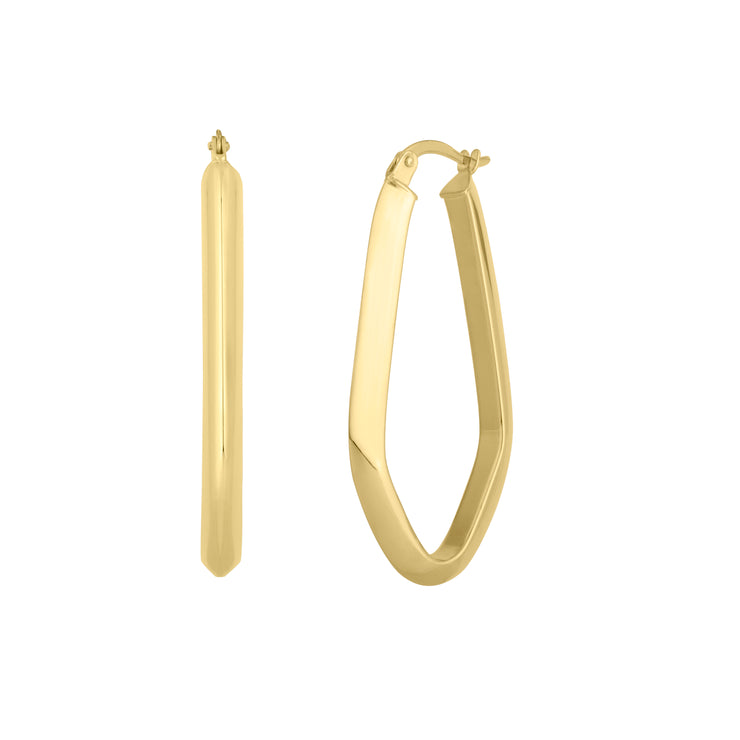 10K Geometric Oval Hoop Earring