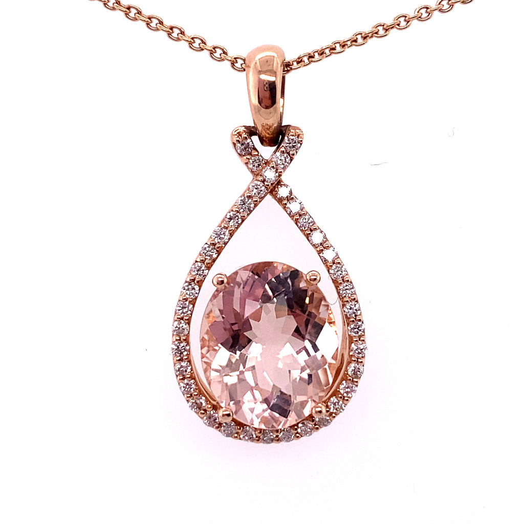 Macy's Morganite (5/8 ct. t.w.) & Diamond Accent Heart Pendant Necklace in  14k Rose Gold - Macy's
