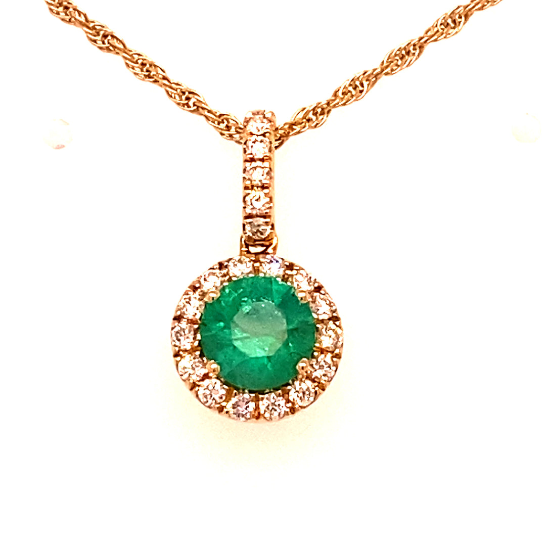 14K Emerald Diamond Pendant factory